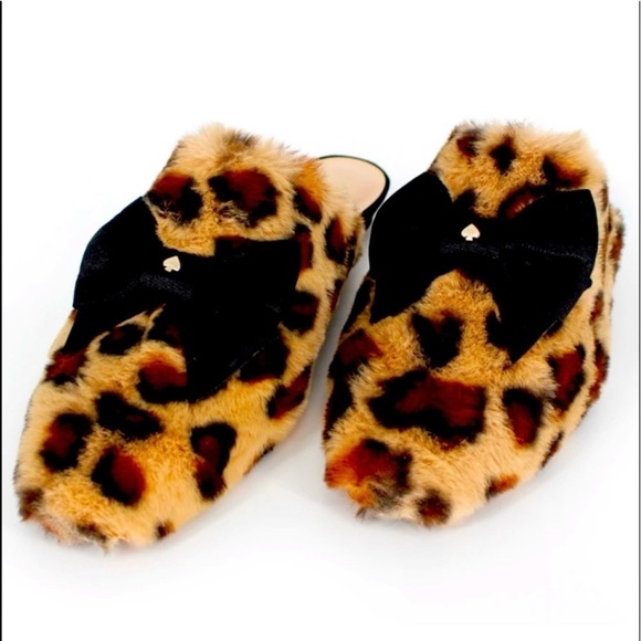 KATE SPADE Jocelyn Faux Leopard Fur Slippers Size 7 NWT - Picture 8 of 11
